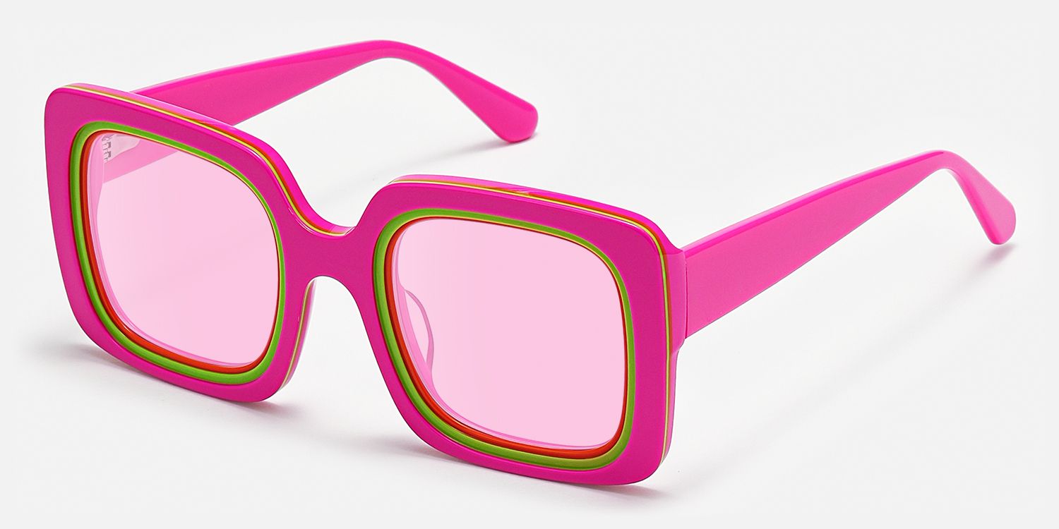 Esadowa - Square Pink Sunglasses by Vooglam - Front View