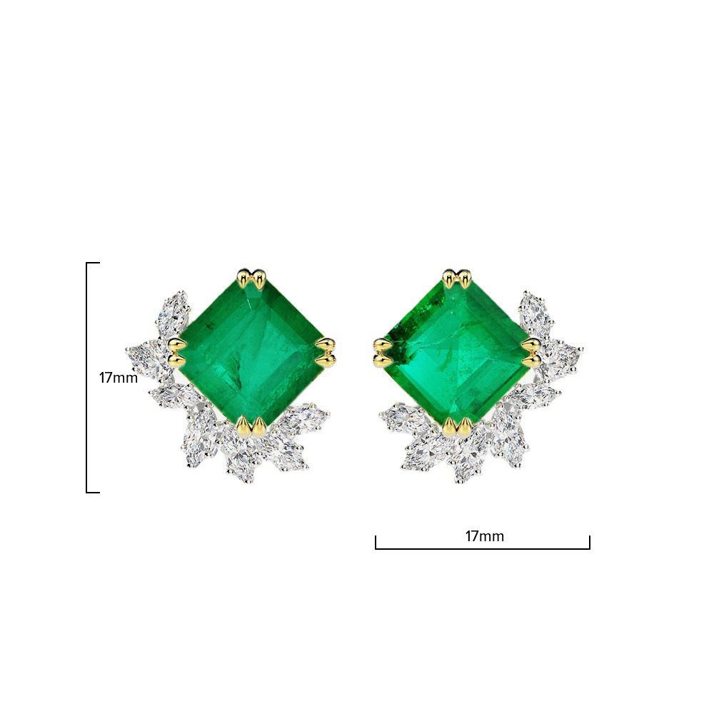 Emerald Green Rhombus Stud Pierced Earrings by Vooglam - Angle View