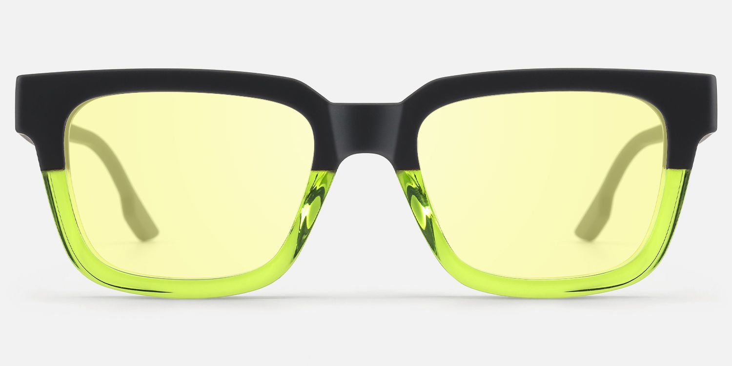 Strobe - Yellow Tint Lime Green Rave Sunglasses | Vooglam Angle View