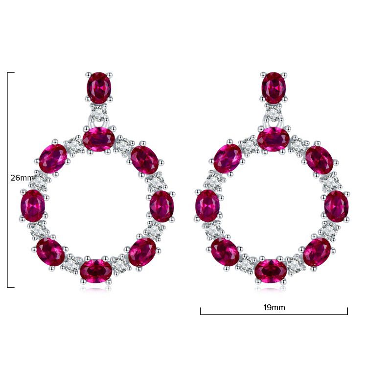 Hollowed-Out Ruby Red Pierced Earrings | Vooglam Angle View