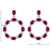 Hollowed-Out Ruby Red Pierced Earrings | Vooglam Angle View