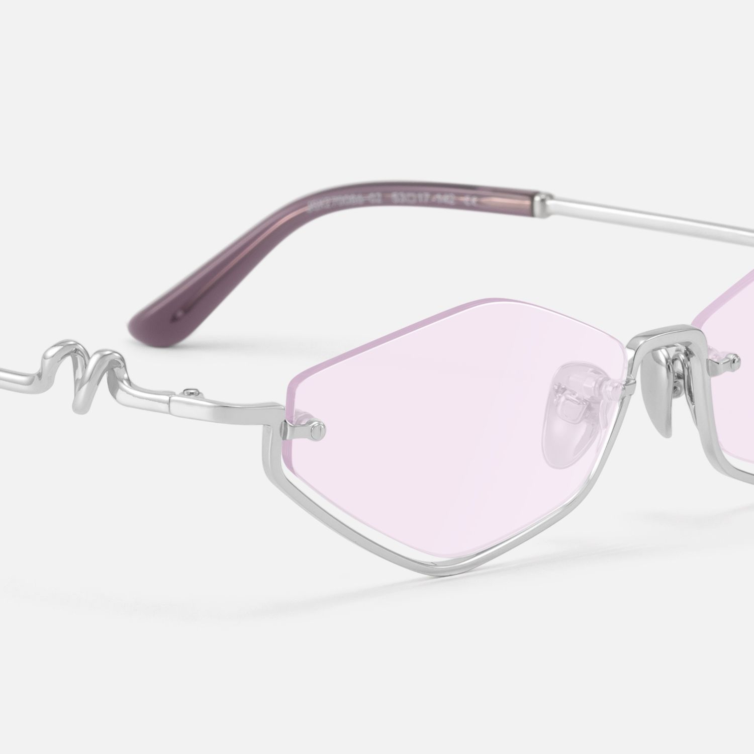 Niseko - Silver Octagon Light Tint Half Rim Shades | Vooglam Design Details