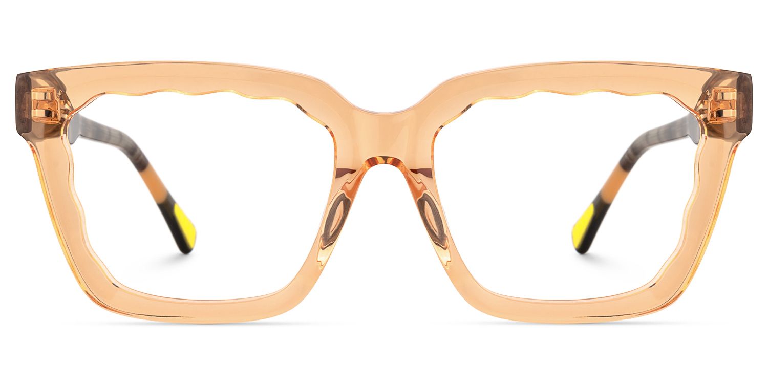 Verve - Rectangle Yellow Eyeglasses | Vooglam Angle View