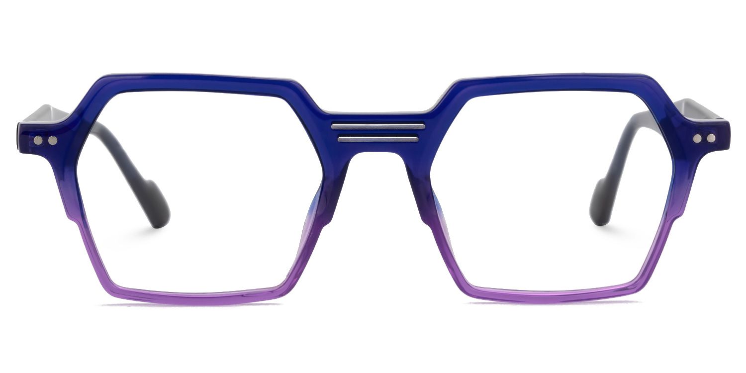 Hachiro - Geometric Purple Eyeglasses | Vooglam Angle View