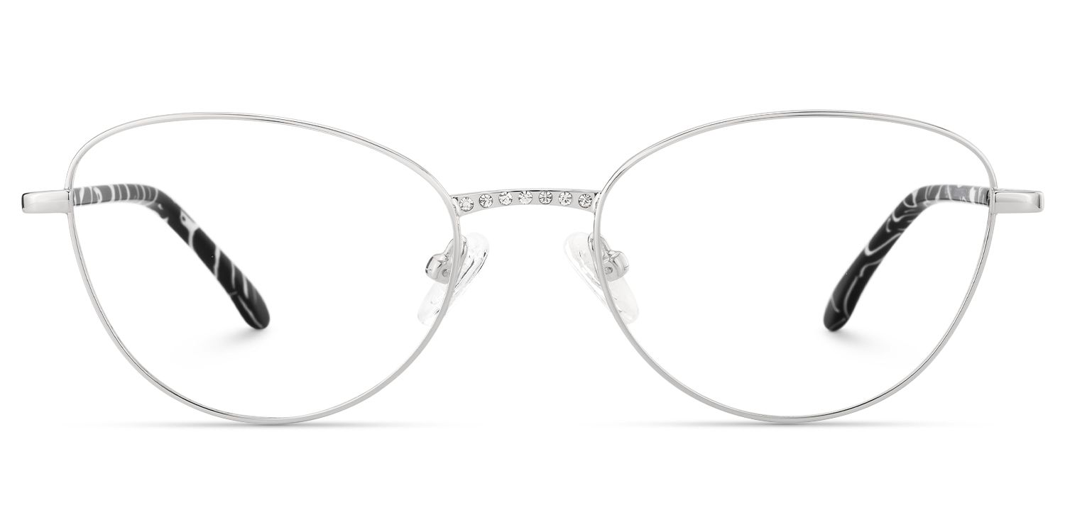 Starlette - Cat Eye Silver Eyeglasses | Vooglam Angle View