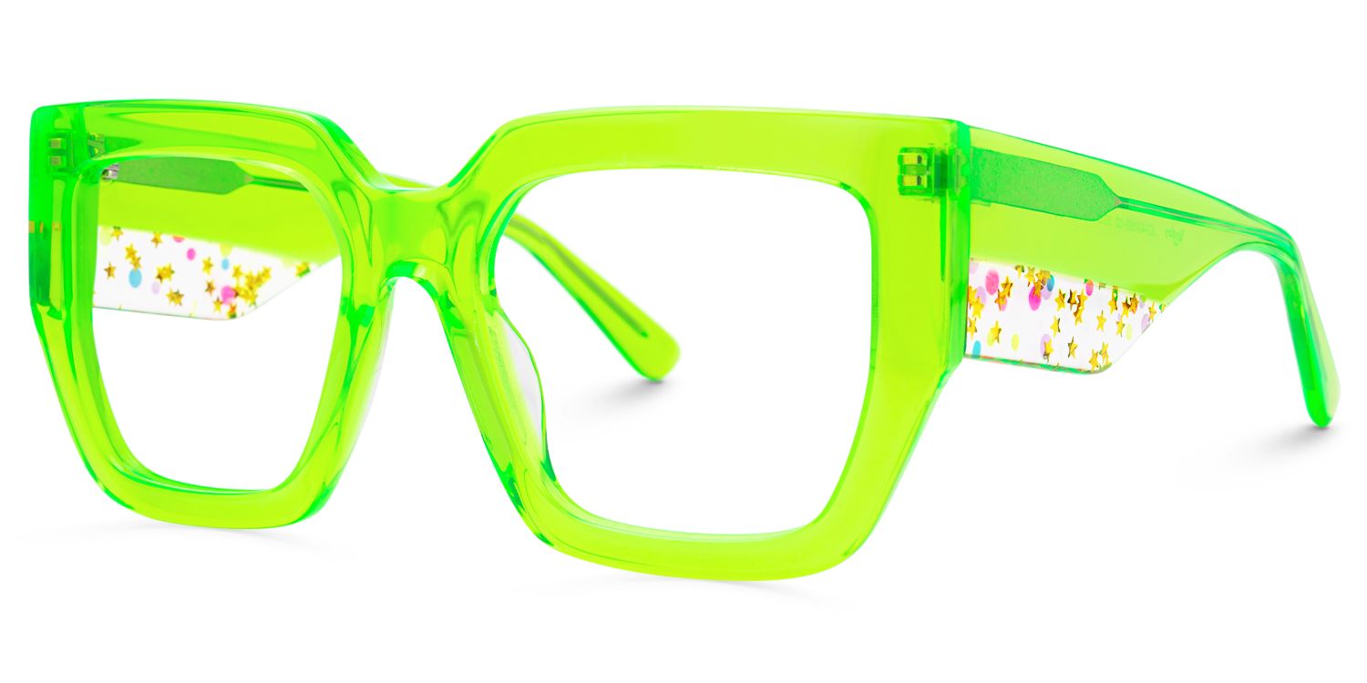 Nina - Square Green Eyeglasses | Vooglam Front View