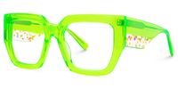Nina - Square Green Eyeglasses | Vooglam Front View