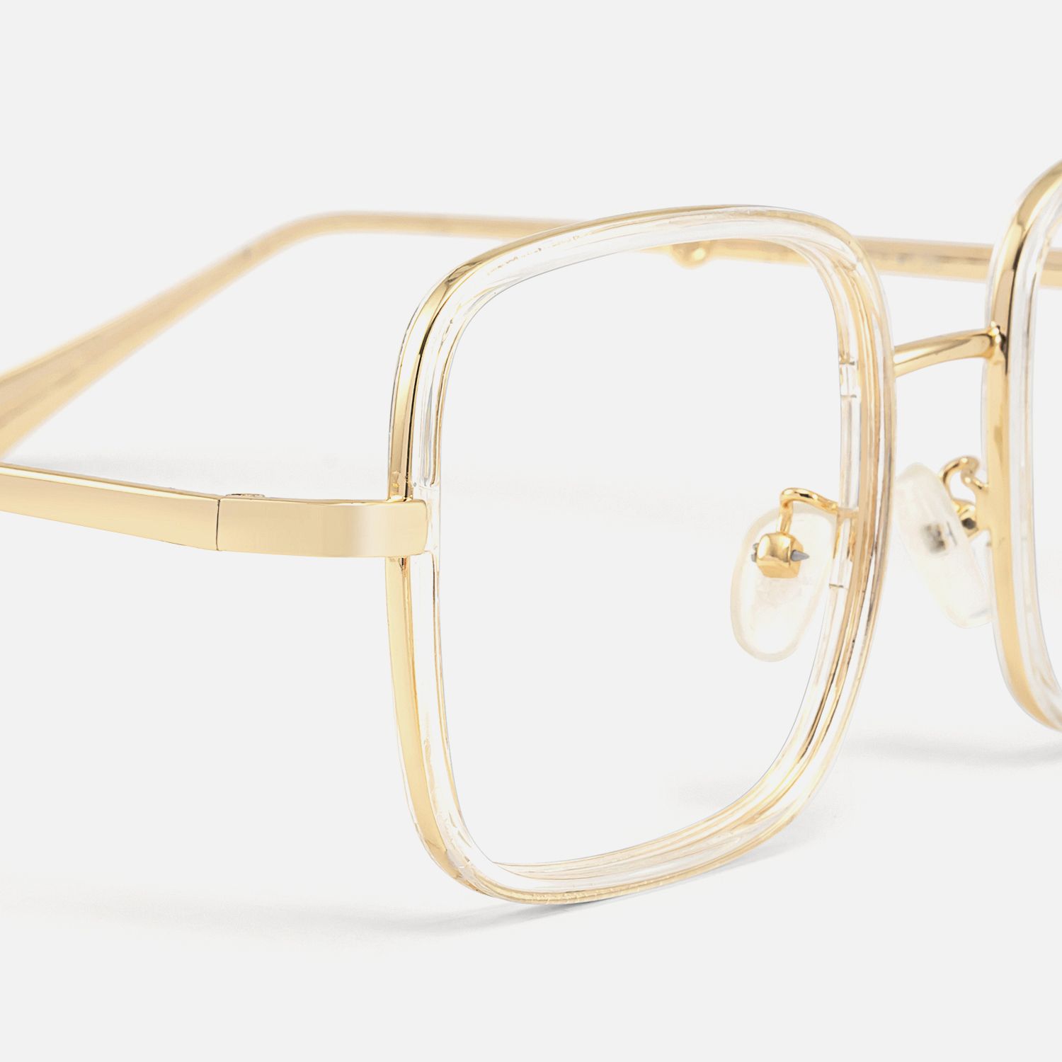 Jace - Clear Square Designer Glasses Gold Temples product detail 4