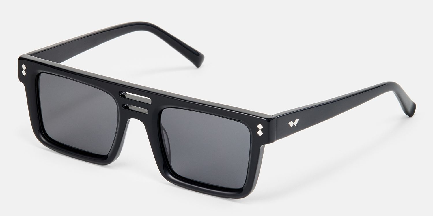 Ryan - Aviator Black Sunglasses | Vooglam Front View