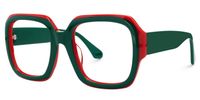 Paz - Square Green Eyeglasses | Vooglam Front View