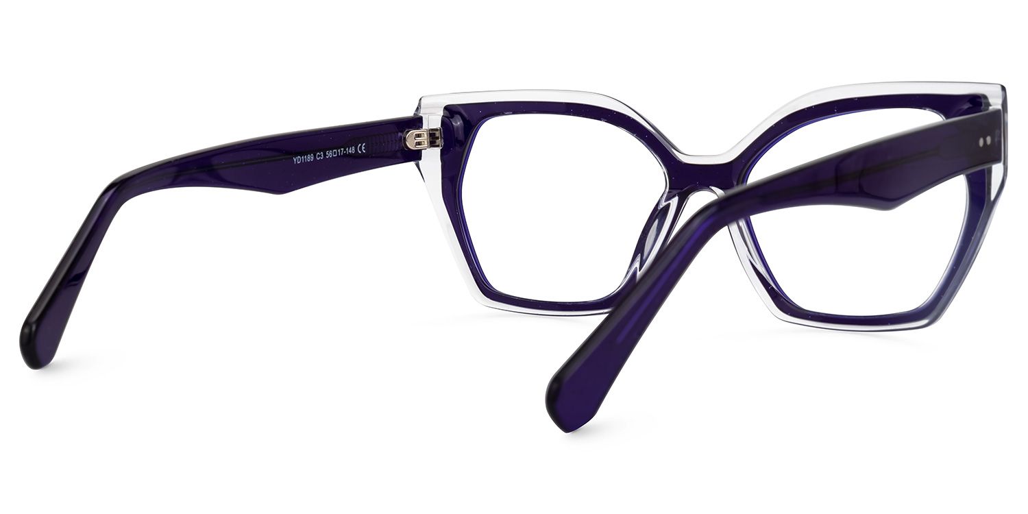 Delyth - Cat Eye Purple Eyeglasses | Vooglam Side View