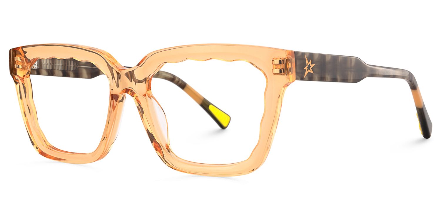 Verve - Rectangle Yellow Eyeglasses | Vooglam Front View