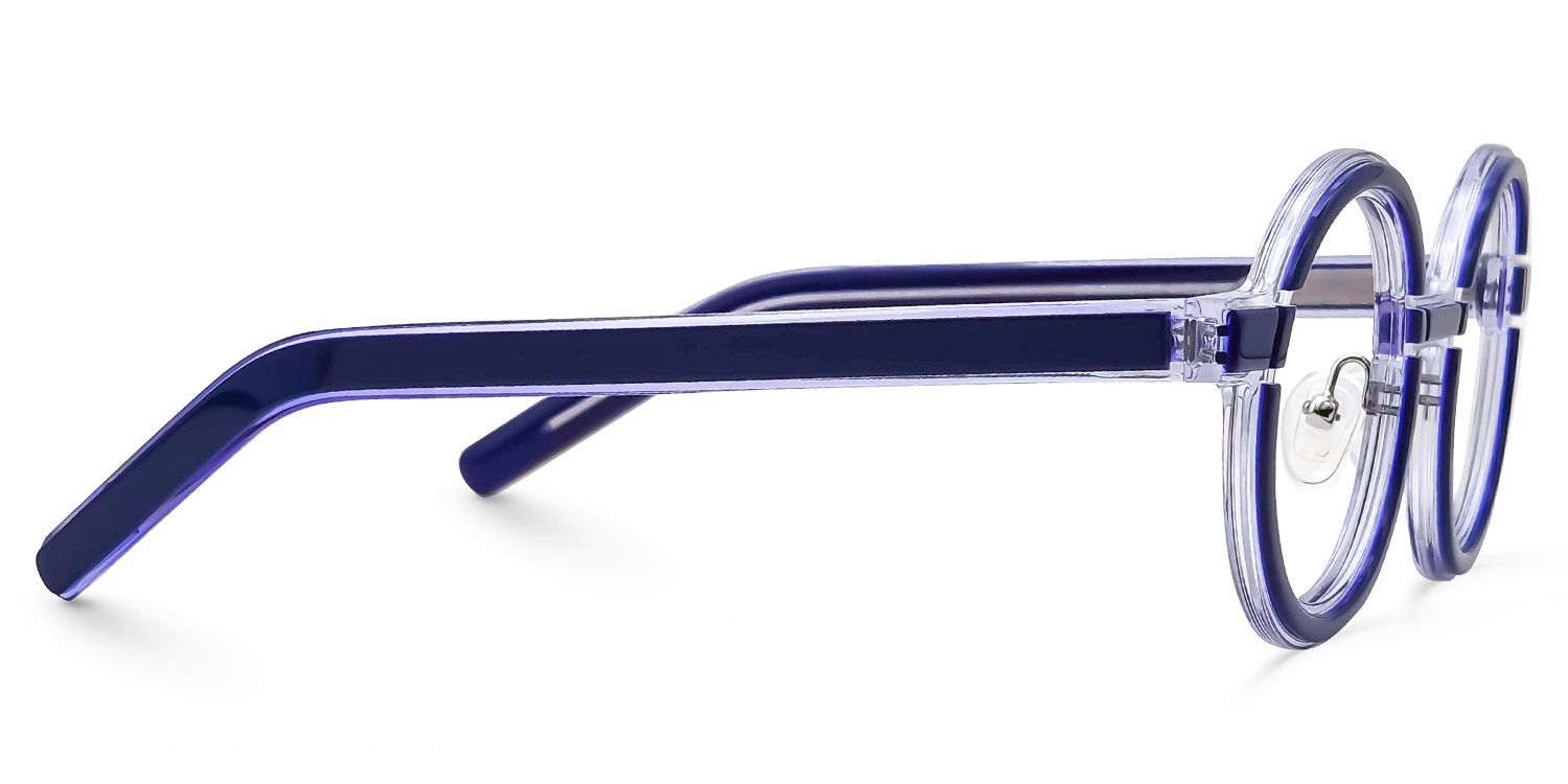 Rooney - Round Blue/Crystal Eyeglasses | Vooglam 4