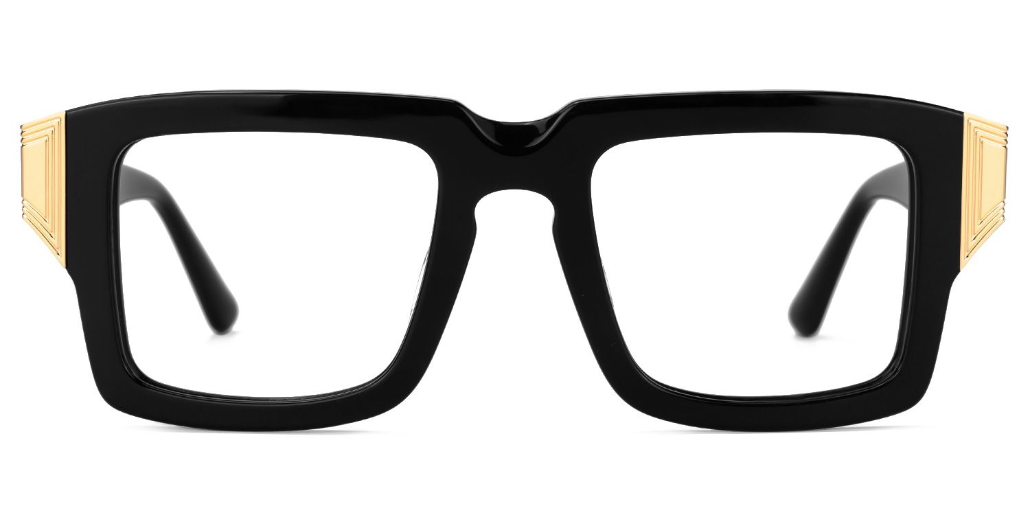 Emanita - Rectangle Black Eyeglasses | Vooglam Angle View