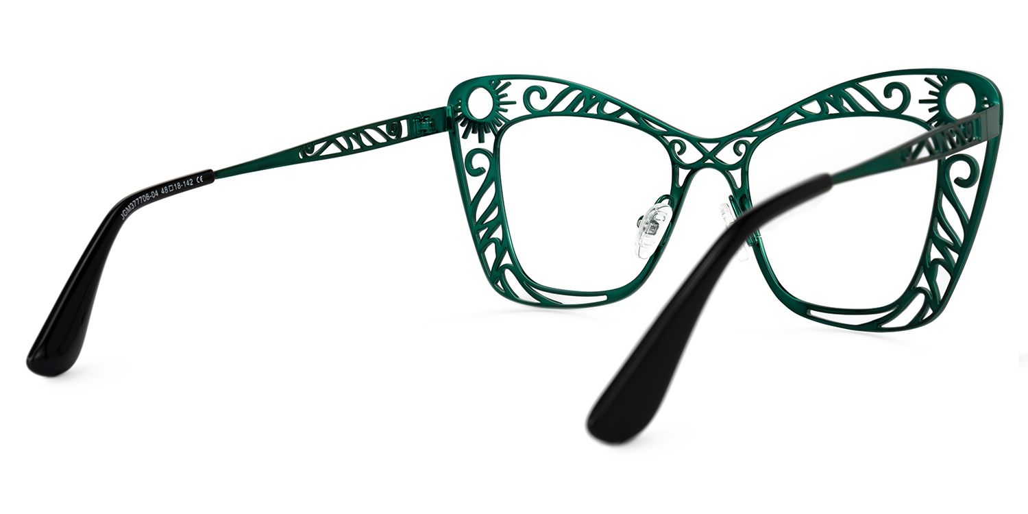 Adita - Cat Eye Green Eyeglasses | Vooglam Side View