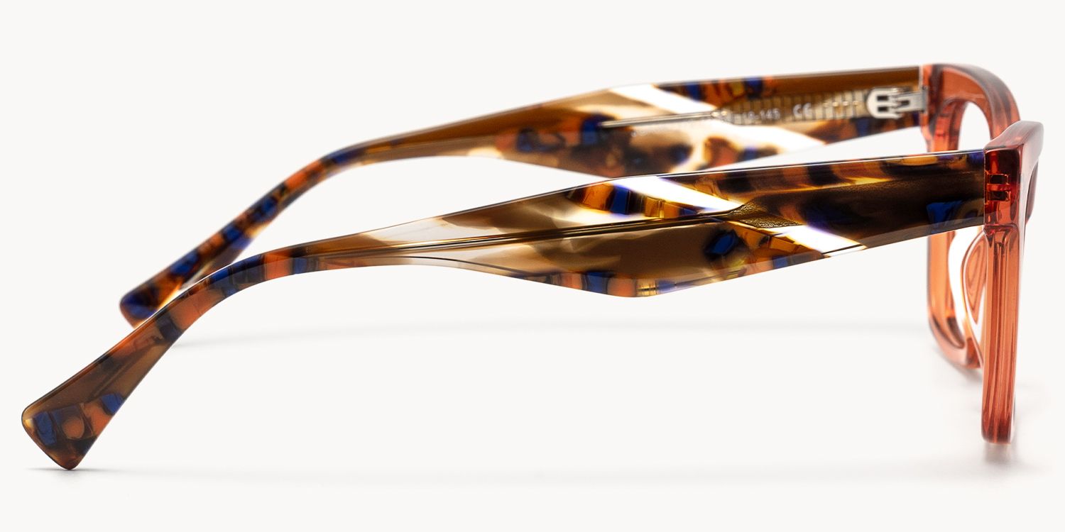 Vibranium - Rectangle Orange Eyeglasses by Vooglam - Side View