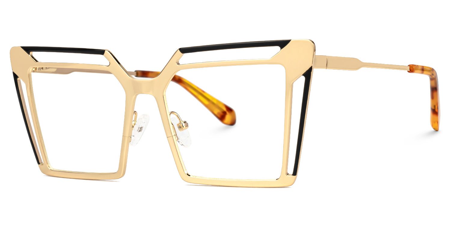 Fidelity - Square Black/Gold Eyeglasses | Vooglam Front View