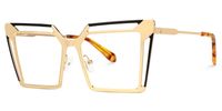 Fidelity - Square Black/Gold Eyeglasses | Vooglam Front View
