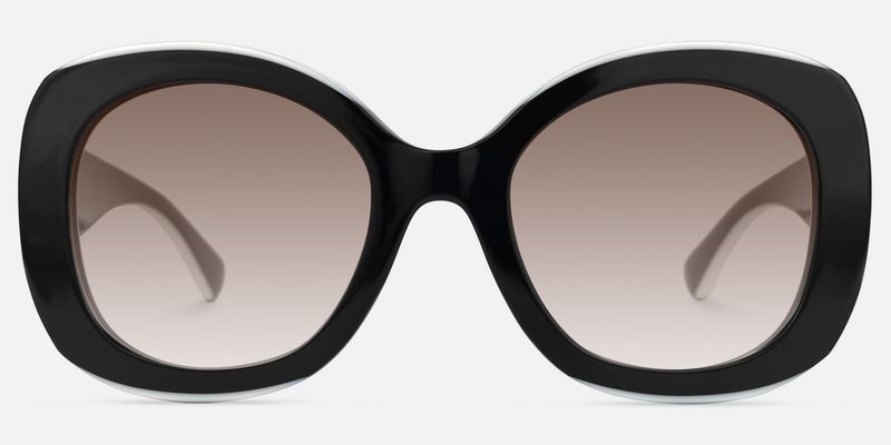 Athina - Oversized Black Round Frame Sunglasses | Vooglam