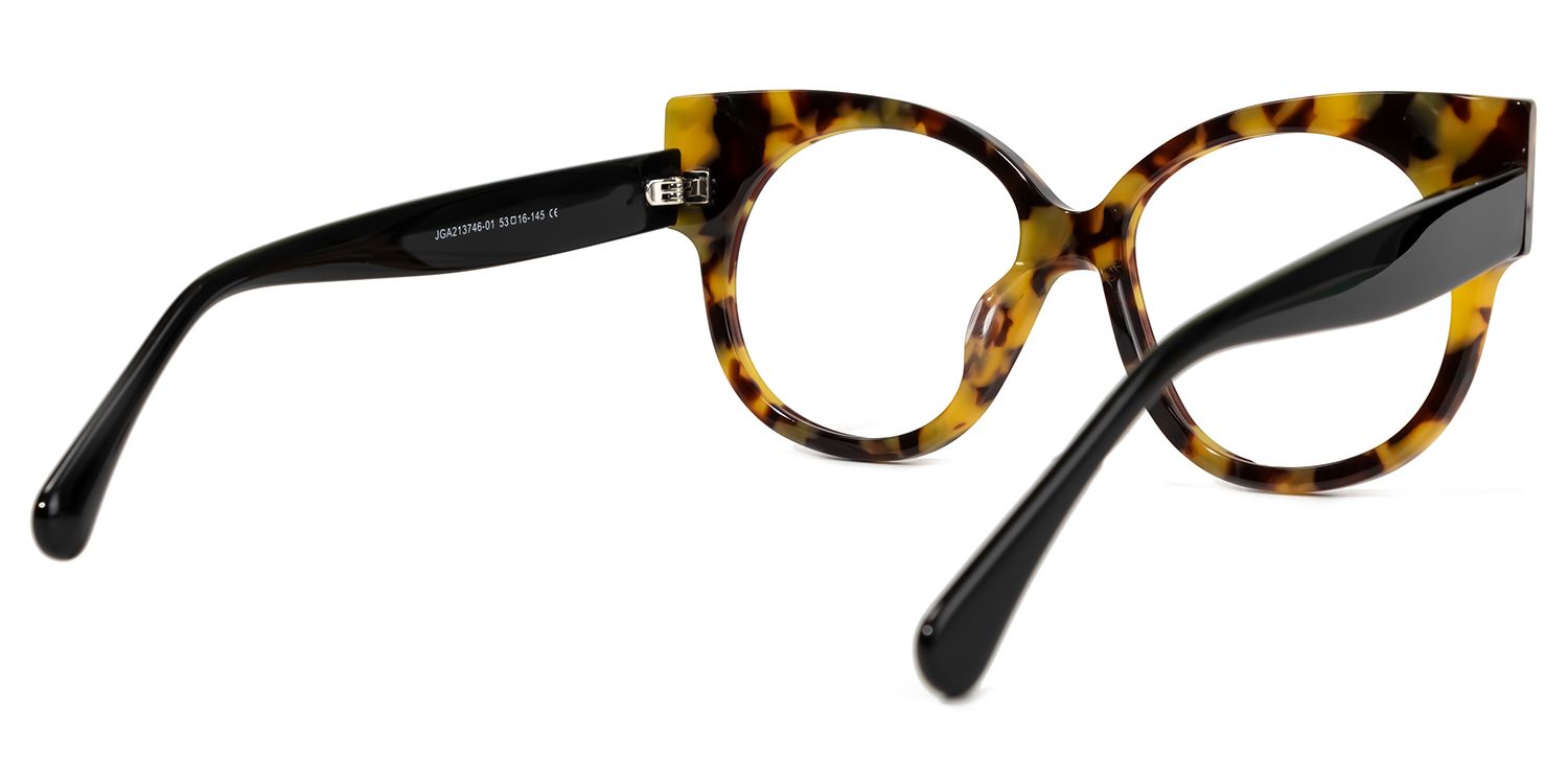 Kineks - Round Yellow/Tortoise Eyeglasses by Vooglam - Side View