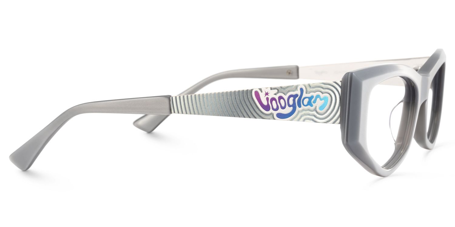 Tahiya - Geometric Grey Eyeglasses | Vooglam 4