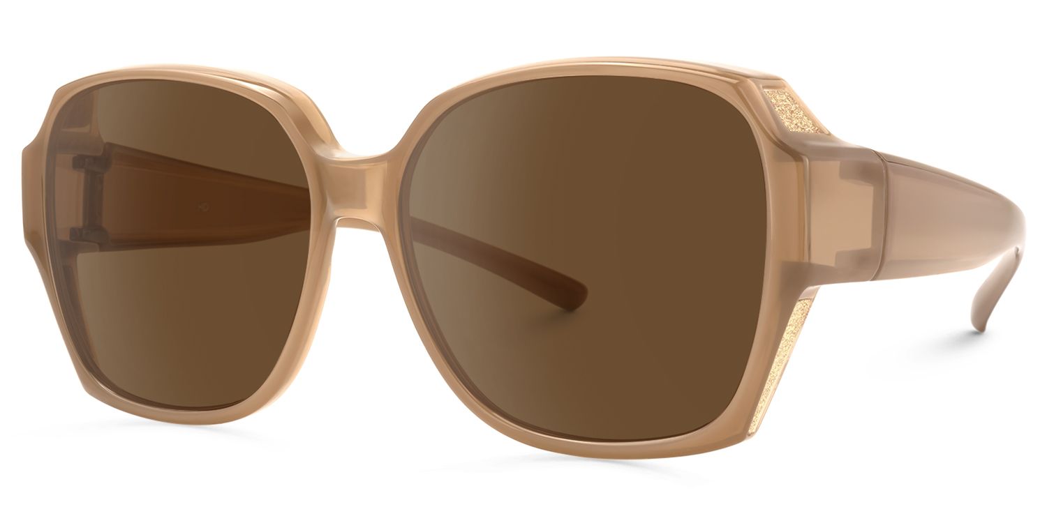 Fenton - Geometric Brown Fit Over Sunglasses | Vooglam Front View
