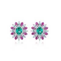 Elegant Sunflower Emerald Green Pierced Earrings | Vooglam Front View