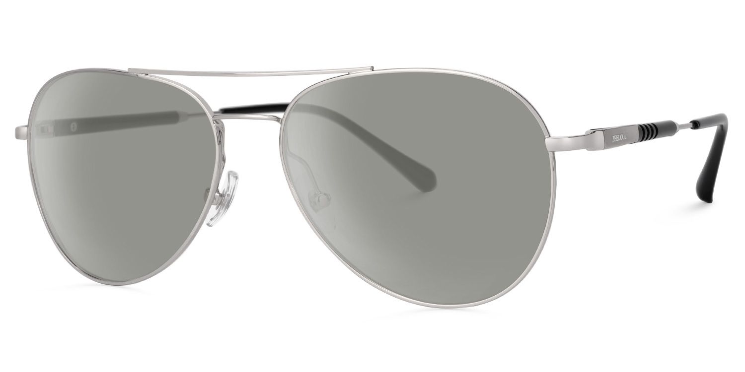 Fahd - Aviator Silver Sunglasses | Vooglam Front View