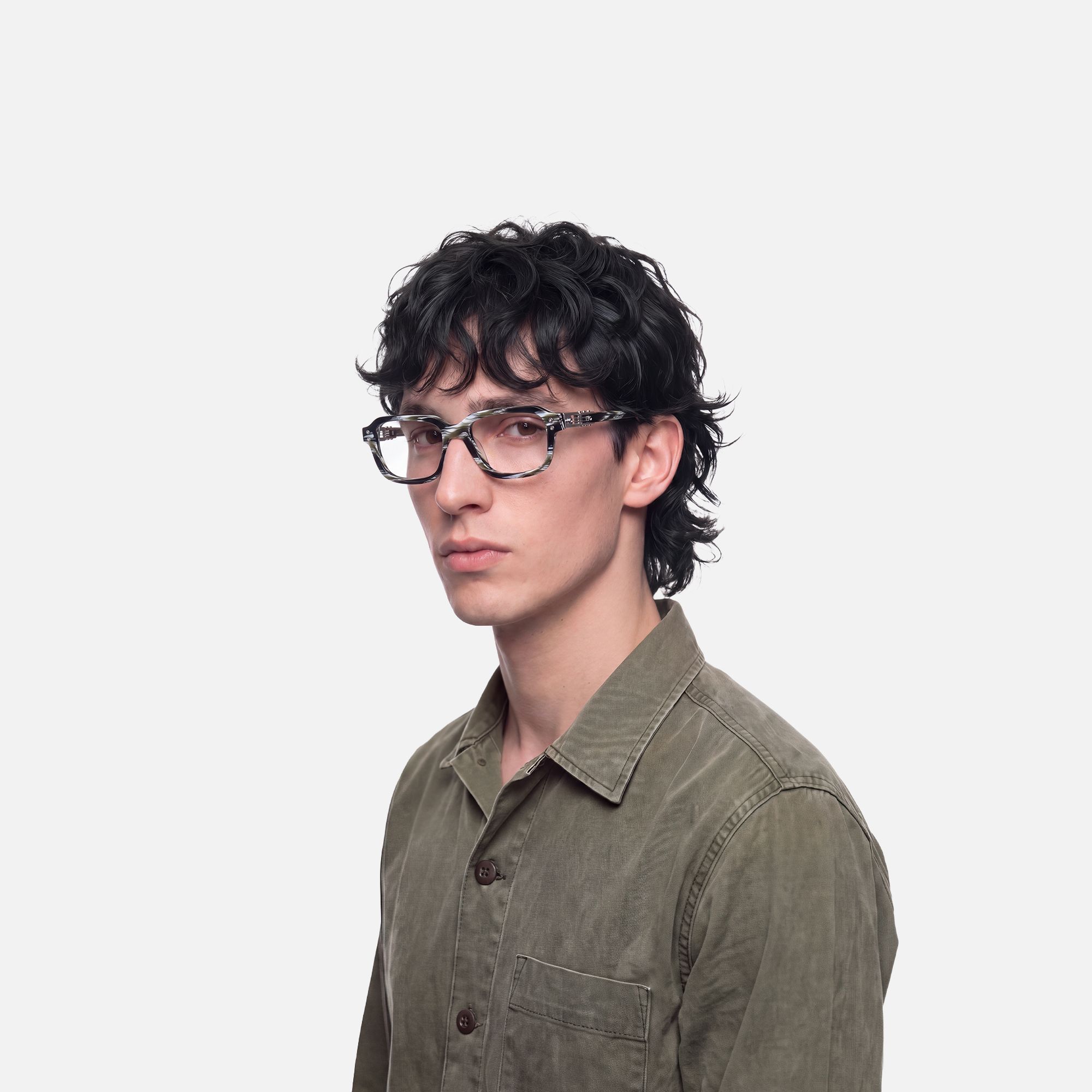 Anacortes - Gray Horn Rim Guitar Temple Glasses by Vooglam - Lifestyle Look