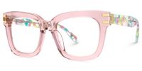 Anjelica - Square Pink Eyeglasses | Vooglam Front View
