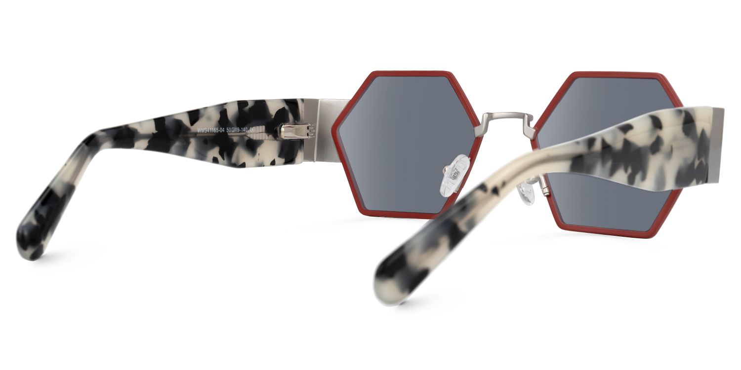 Lizzy - Geometric Red Sunglasses | Vooglam Side View