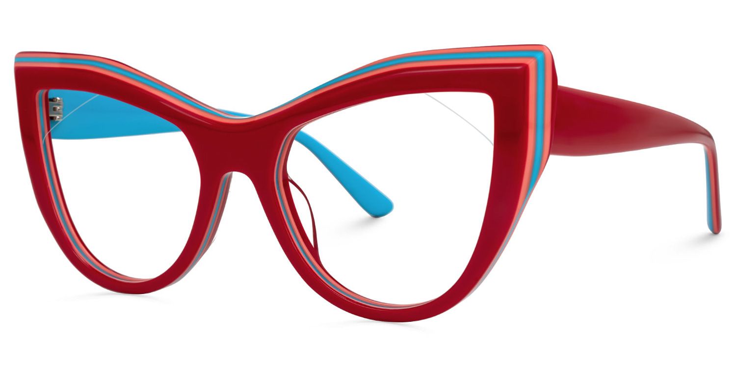Ekewaka - Cat Eye Red Eyeglasses | Vooglam Front View
