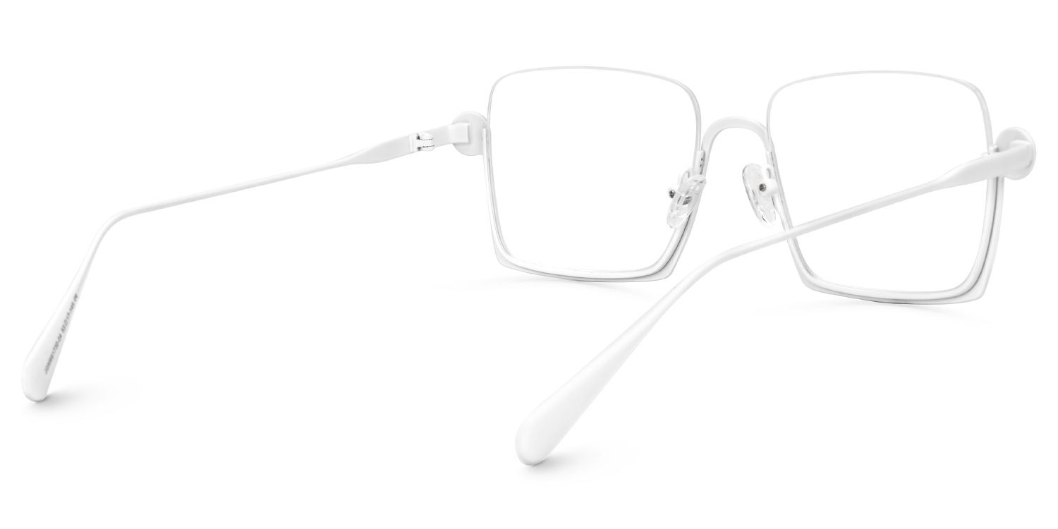 Fenella - Square White Eyeglasses | Vooglam Side View