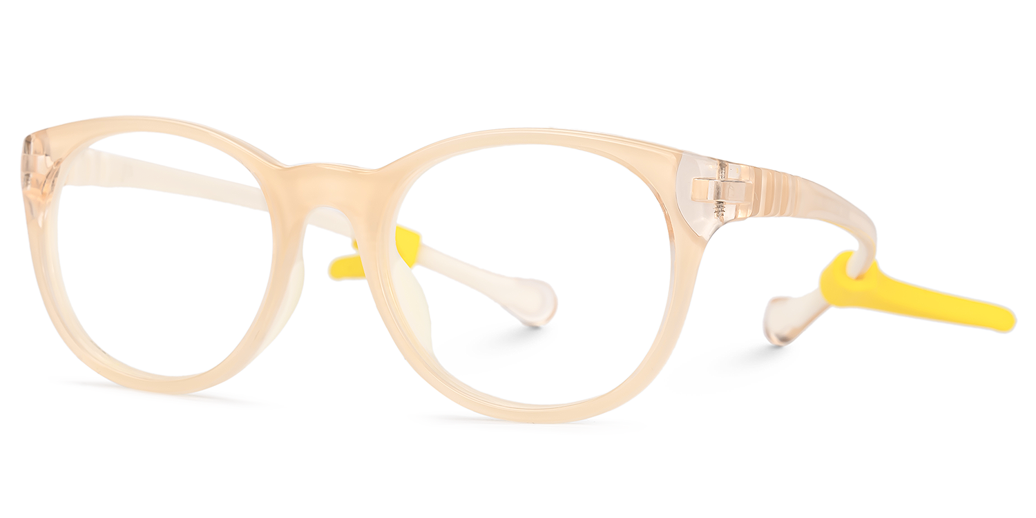 Eljah - Round Yellow Kids Eyeglasses by Vooglam - Front View