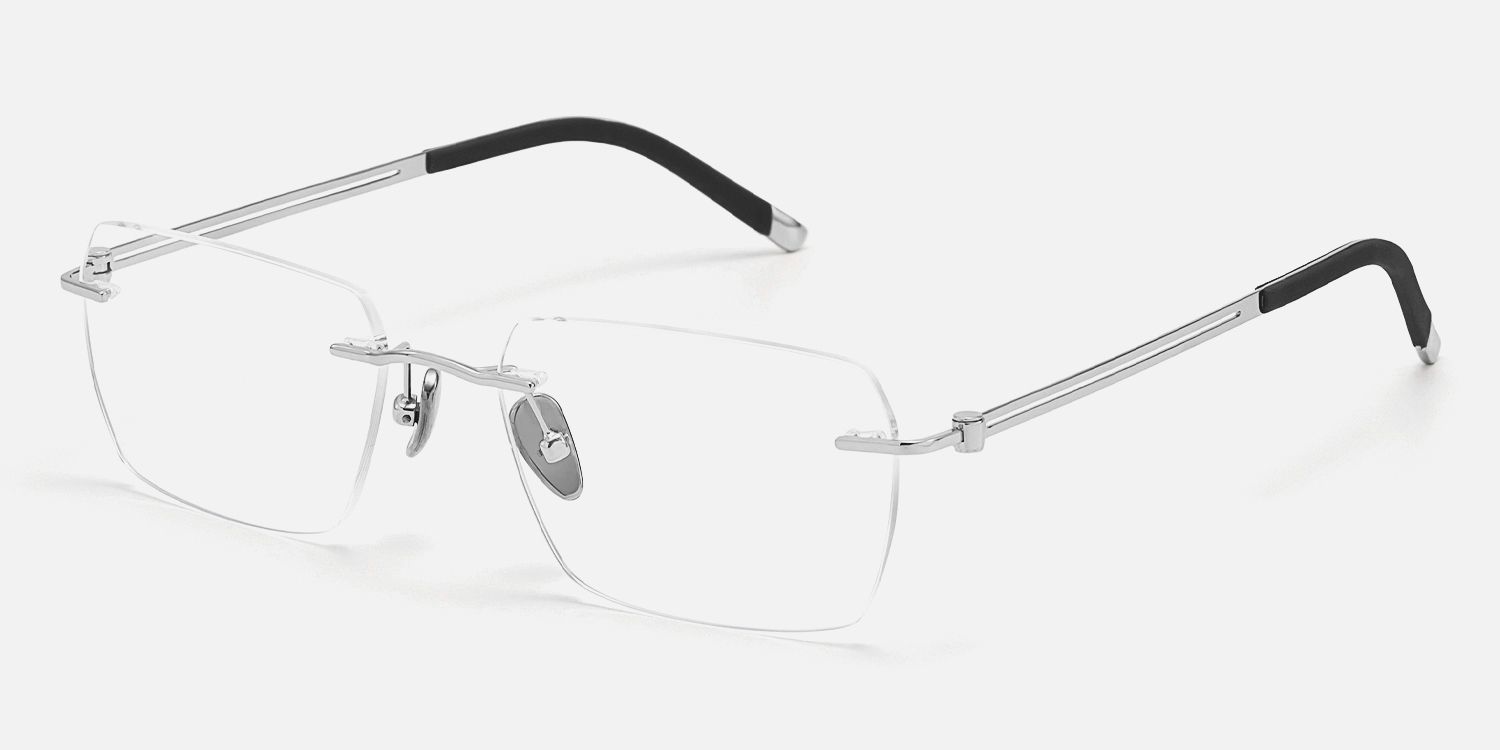 Glaze - Clean Fit Rectangle Silver Glasses | Vooglam Front View