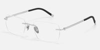 Glaze - Clean Fit Rectangle Silver Glasses | Vooglam Front View