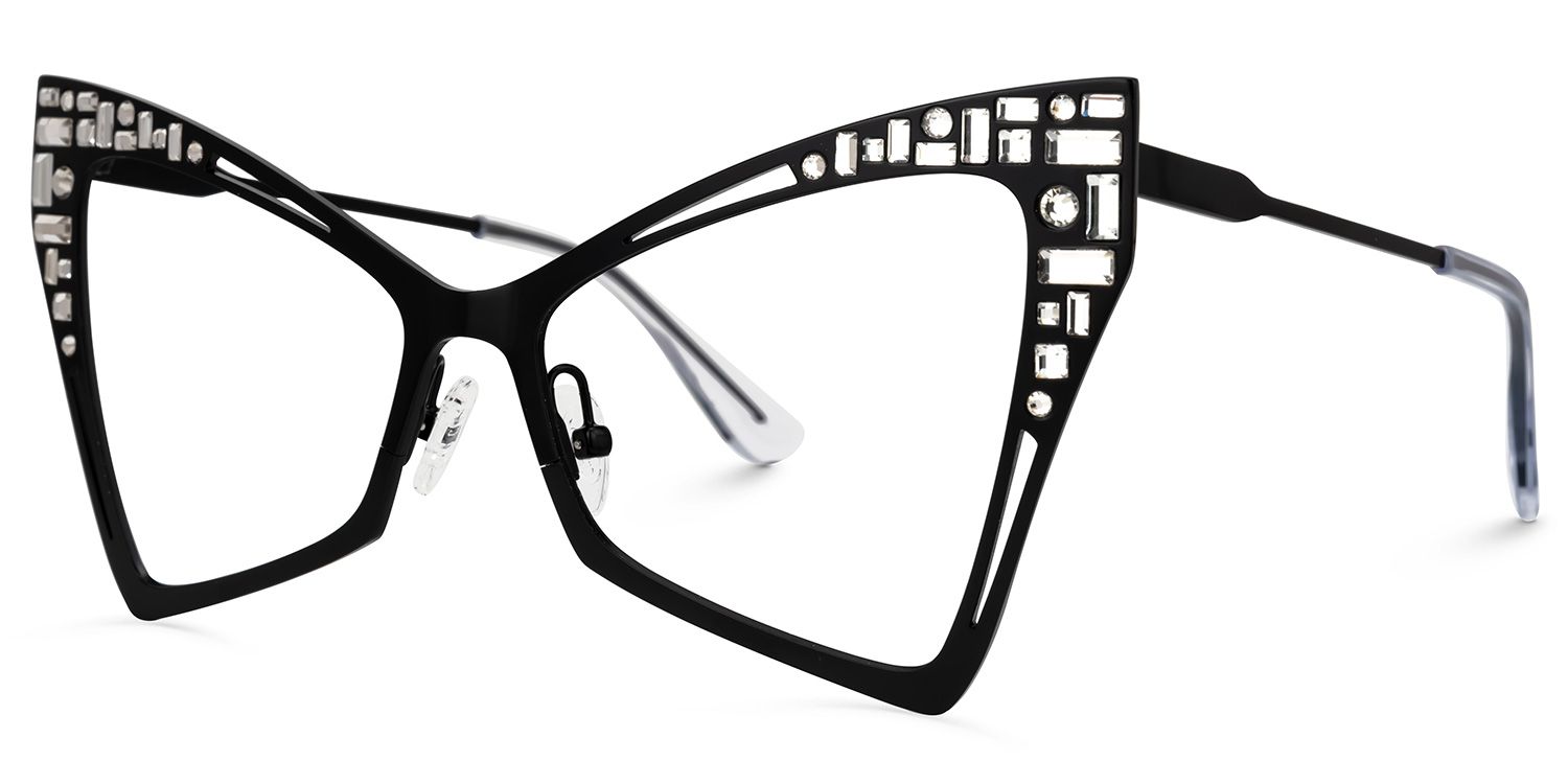 Rosa - Butterfly Black Eyeglasses | Vooglam Front View