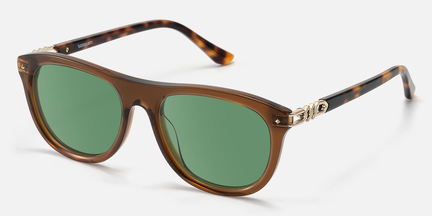 O'Keeffe - Clear Brown Aviator Sunglasses | Vooglam Front View