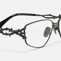Spine - Geometric Metal Grey Eyeglasses | Vooglam Design Details