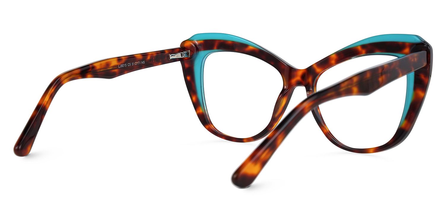 Ehren - Cat Eye Blue/Tortoise Eyeglasses by Vooglam - Side View