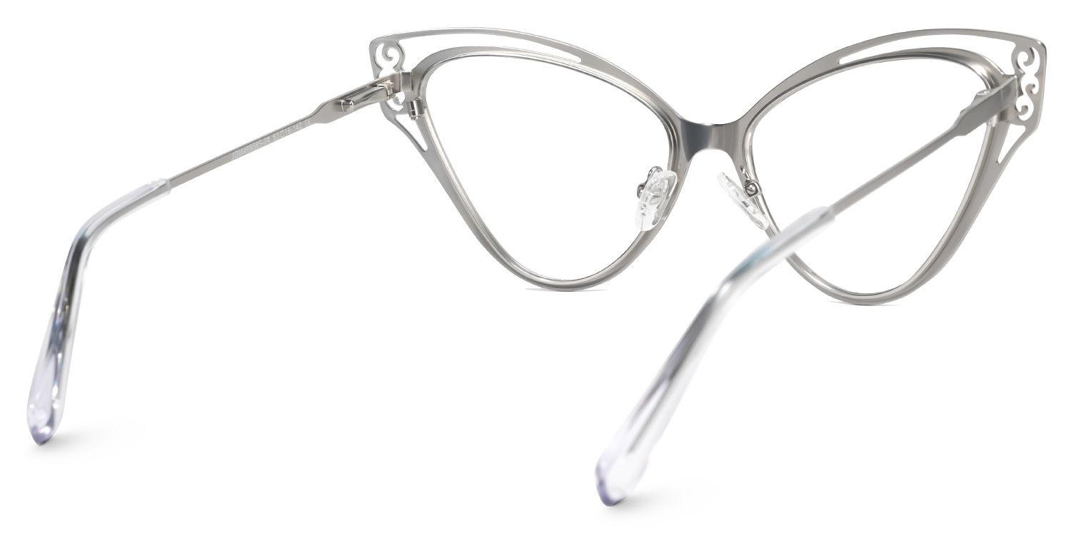 Calbhach - Cat Eye Silver Eyeglasses by Vooglam - Side View