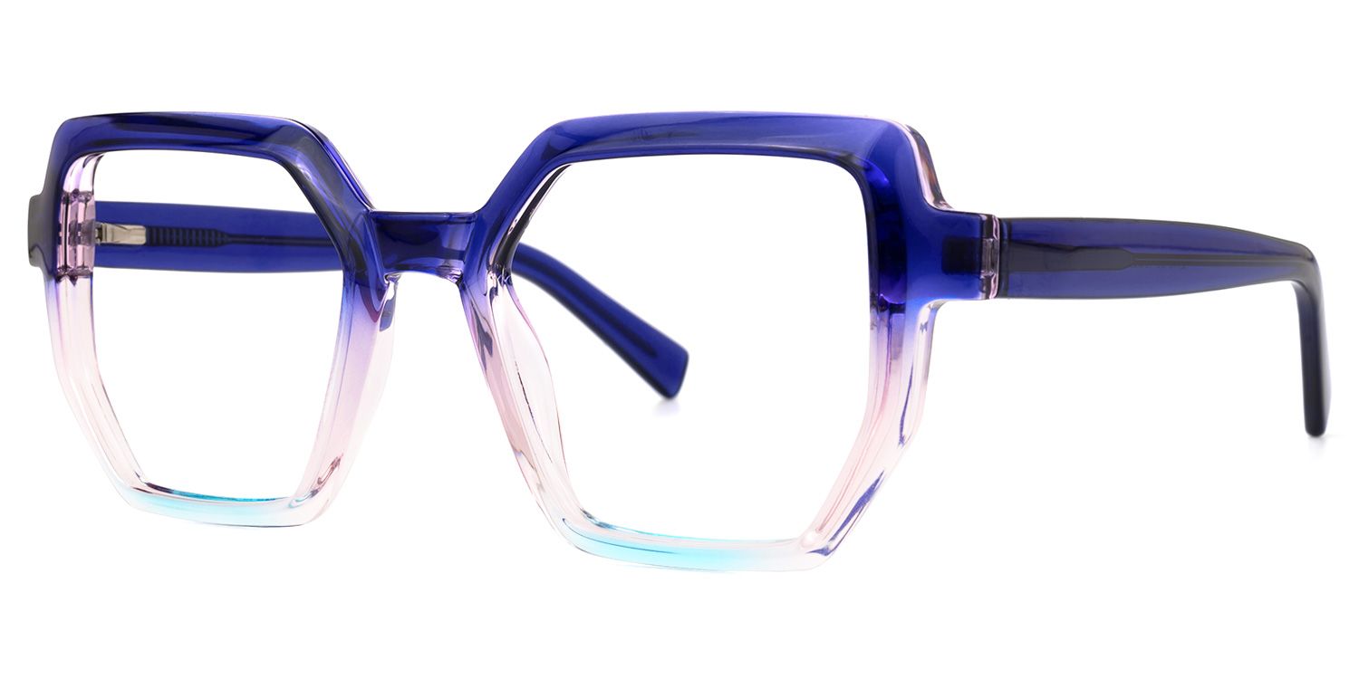 Junyin - Square Blue Eyeglasses | Vooglam Front View