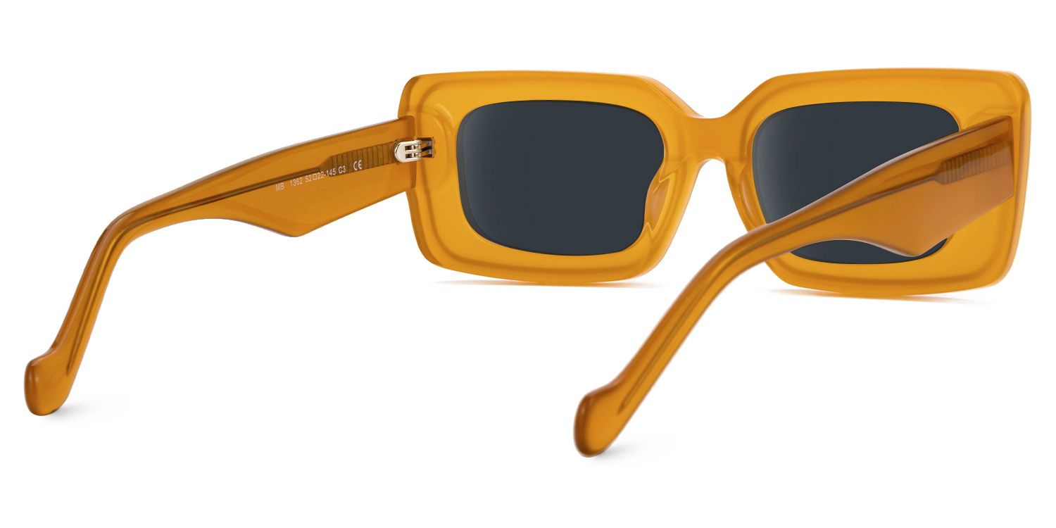 Kadmiel - Rectangle Orange Prescription Sunglasses by Vooglam - Side View