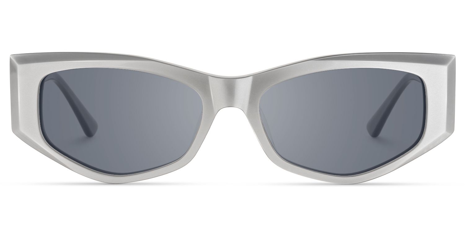 Tahiya - Geometric Grey Sunglasses | Vooglam Angle View