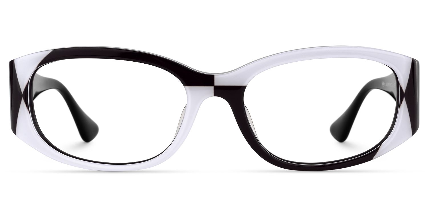Claire - Rectangle Black/White Eyeglasses | Vooglam Angle View