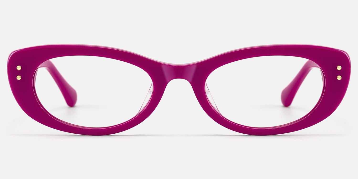 Ginza - Magenta Acetate Y2K Narrow Cat Eye Glasses | Vooglam Angle View