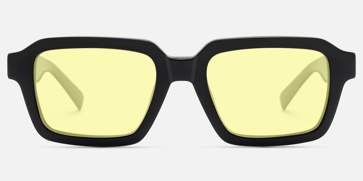 Jet - Rectangle Black Sunglasses | Vooglam Angle View