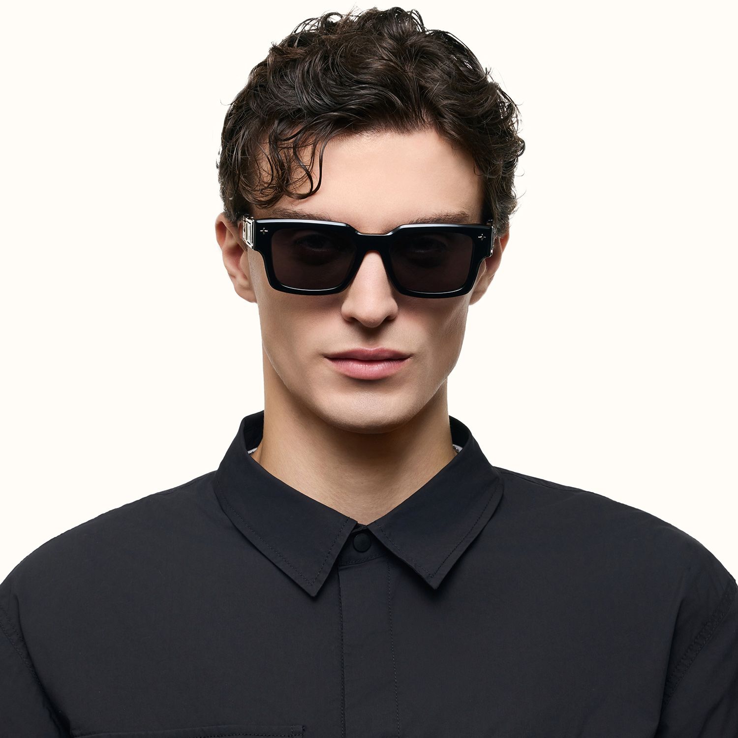 The Programmer - Bold Black USB Sunglasses | Vooglam On Model 2