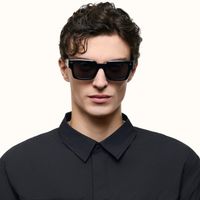 The Programmer - Rectangle Black Sunglasses | Vooglam On Model 2