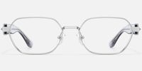 Orion - Silver & Clear Geometric Glasses | Vooglam Angle View